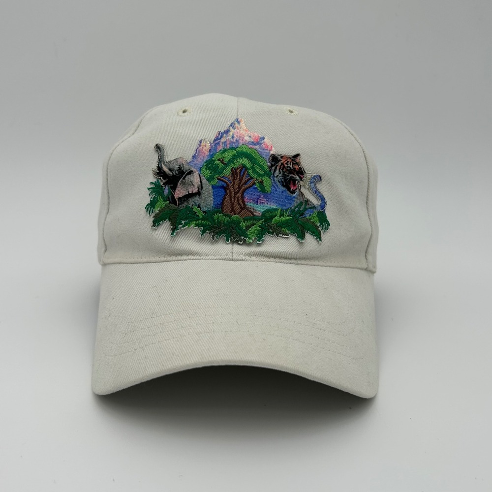 Disney Animal Kingdom Hat Adult OSFA Cream Embroidered Cap